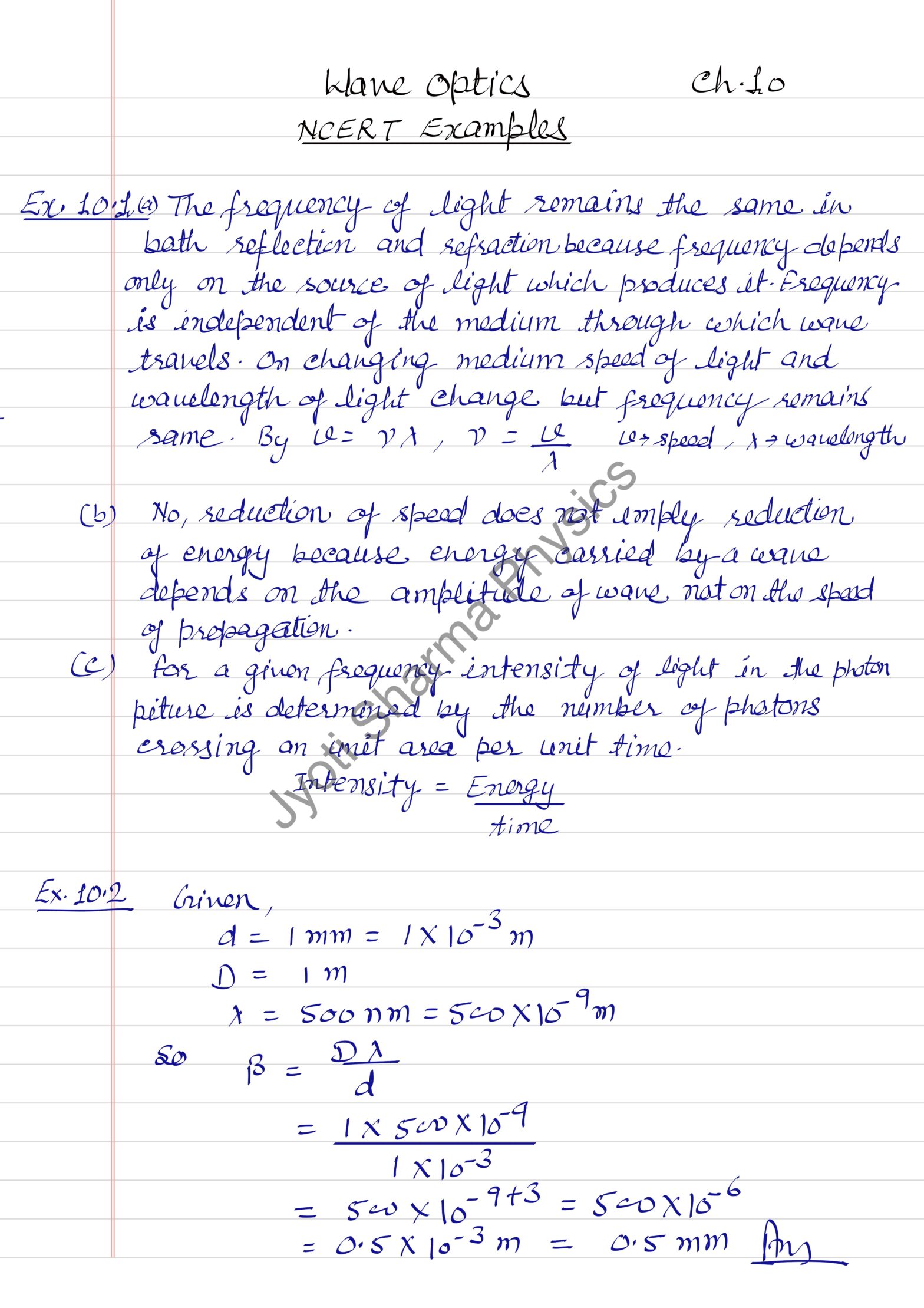 Physics Optics Examples Wave Optics-Example – Jyoti Sharma Physics